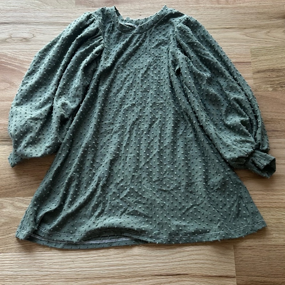 Handmade- Swiss Dot Sage Green Kids Dress